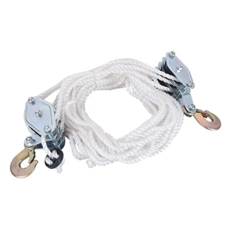 CMHI-4400 LBS Breaking Strength Heavy Duty Pulley Block And Tackle 65 Ft 3/8In Rope Pulley Metal For Animal Husbandry Warehouses