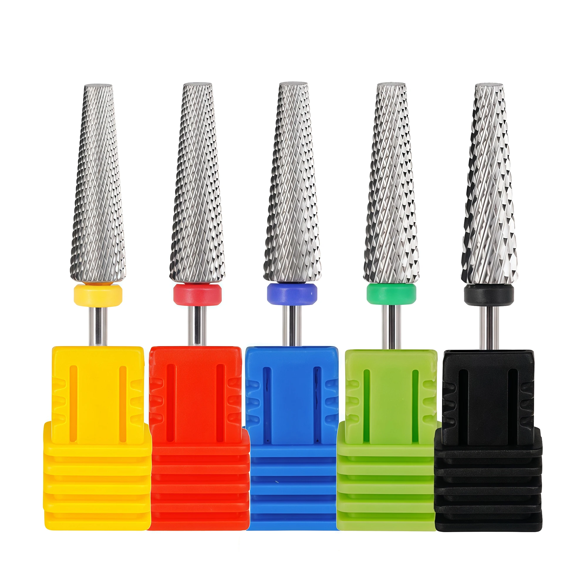 1pc Extended Upgrade 5-in-1 Tungsten Steel Nail Grinding Head with 3/32 Inch Universal Handle Five Grinding Degrees Options for