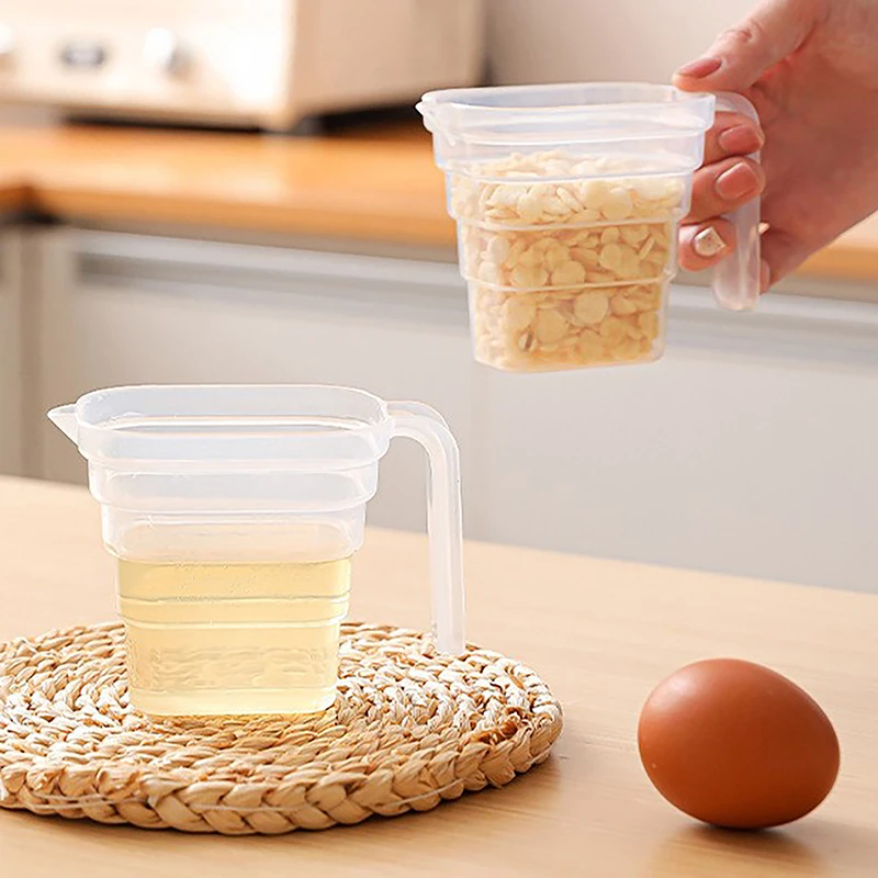 Plástico Transparente Graduado Medição Cup, Household Kitchen Baking Tool, Handle Design Copos, 250 ml