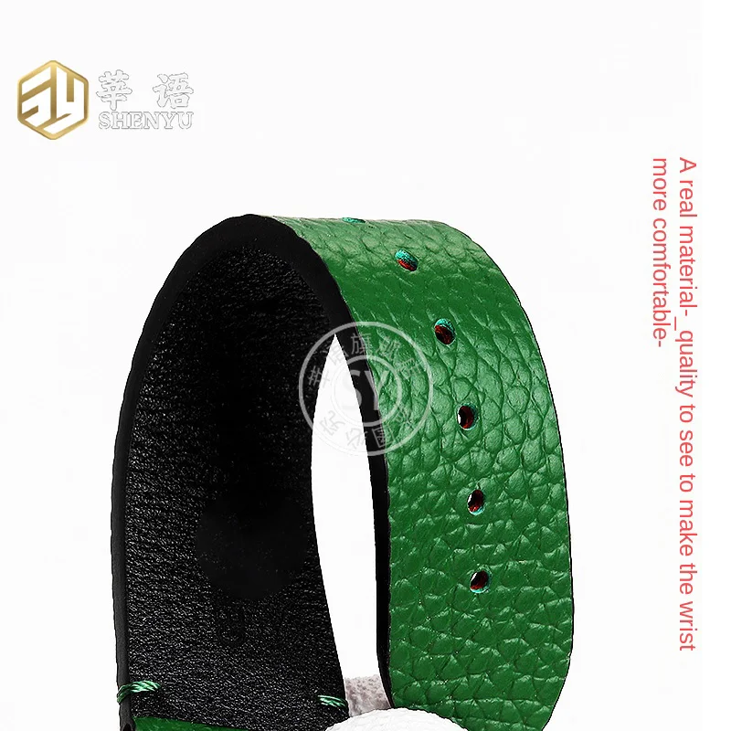 Shenyu For GUCCI G-TIMELESS YA1264065  YA1264067 Burt\'s Bee Embroidered Green Leather strap Men and Women Bracelet Accessories