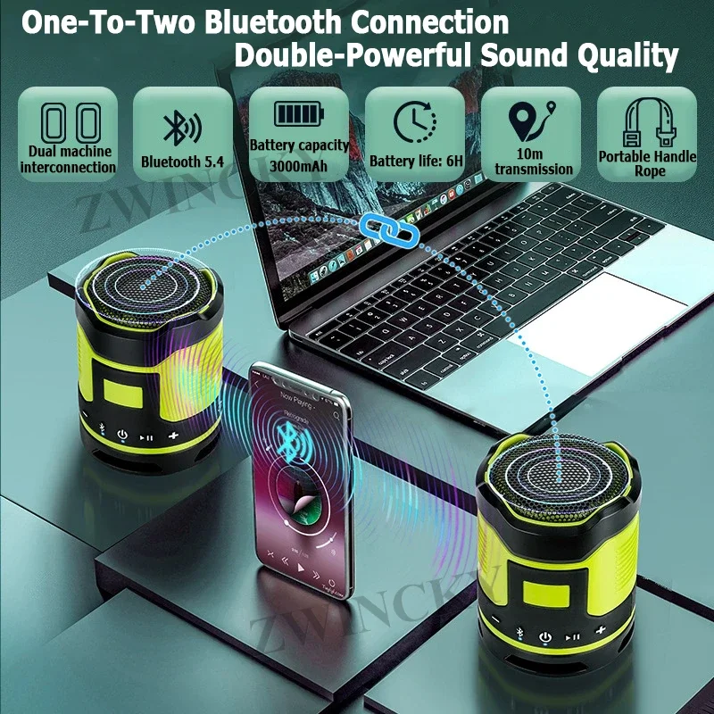 Small Bluetooth Speaker Bass Radiator Super Portable Speakers Travel Case Packed Wireless Speakers 360° Stereo Sound