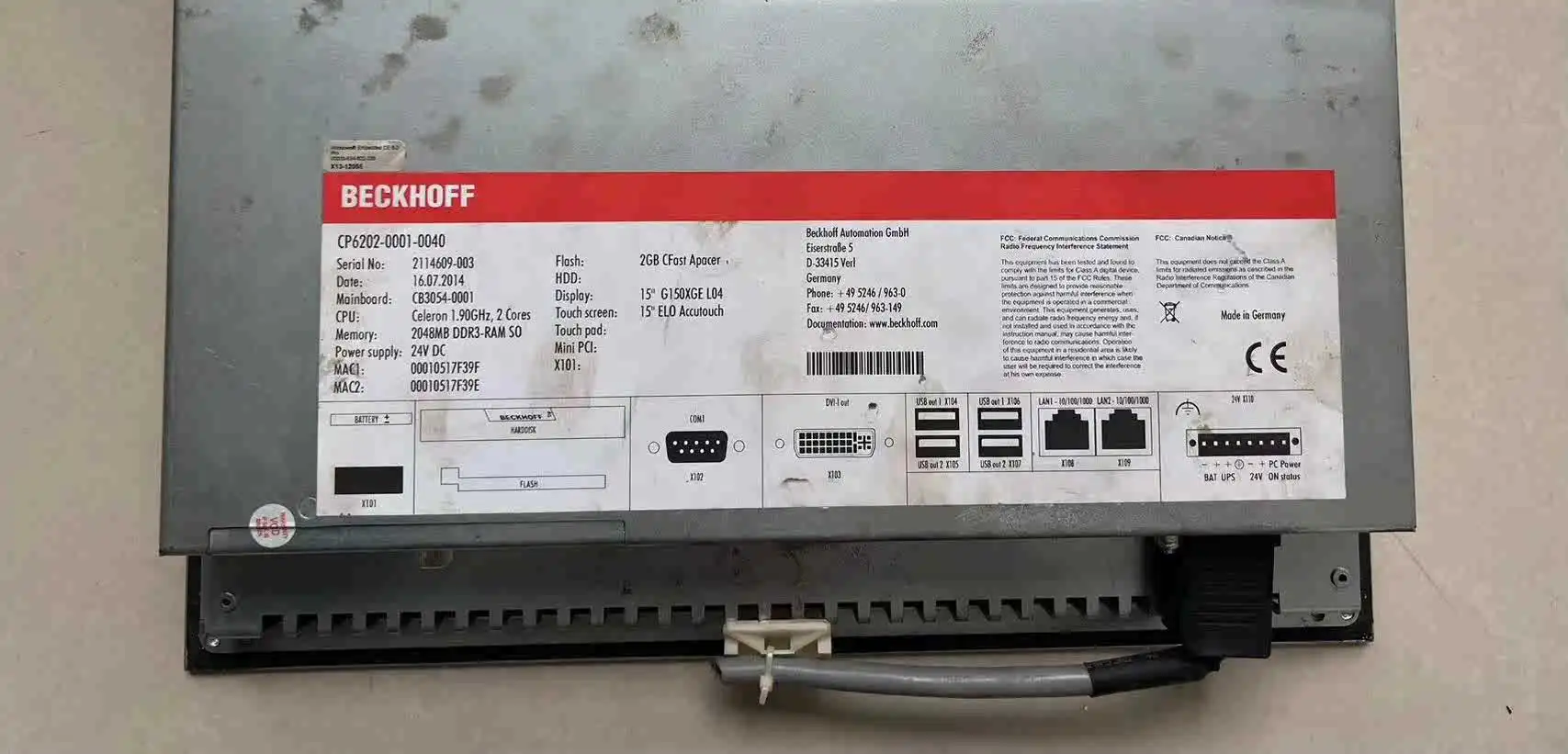 CP6202-0001-0040 Operation Panel for Beckhoff