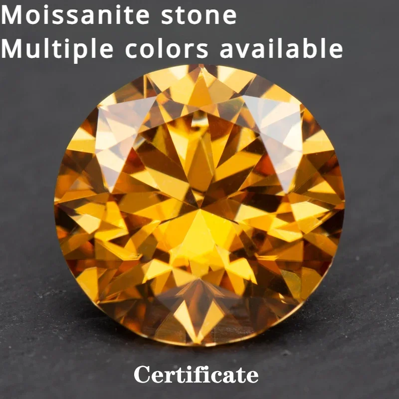 

Moissanite Stone Round Cut Multiple Colors Available Charms Gemstones Beads For DIY Ring Necklace Earrings Materials Certificate