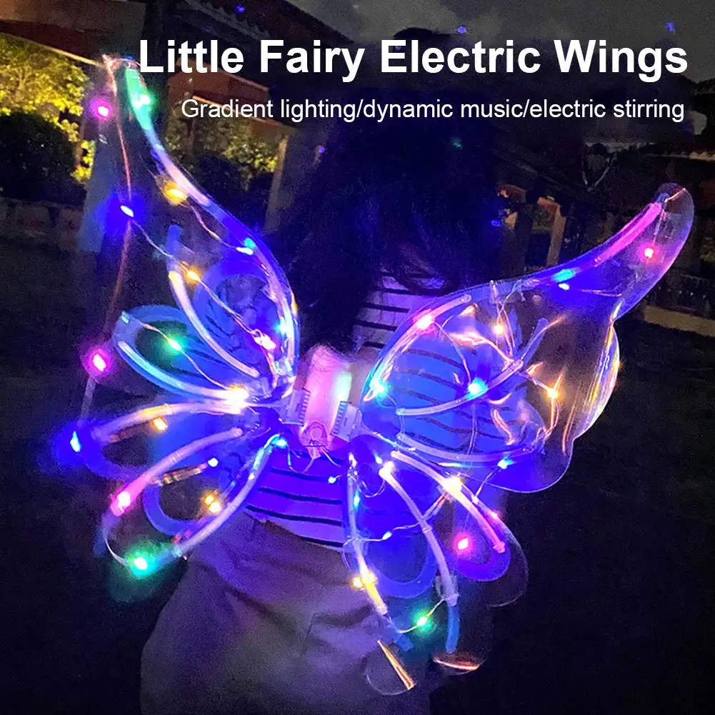 Electric Butterfly Wings Moving Elf Wing with Light Fairy Wings Cosplay Dress Up Angel Girls Toy Glowing Shiny Toys Gift