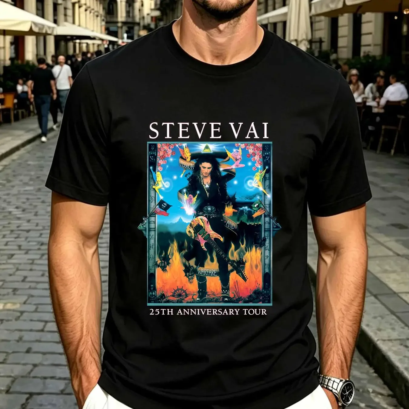 washed T Shirt New Steve Vai 25th Anniversary Singer Music For Fans AN415 long or short sleeves vintage Washed Versatile Casual
