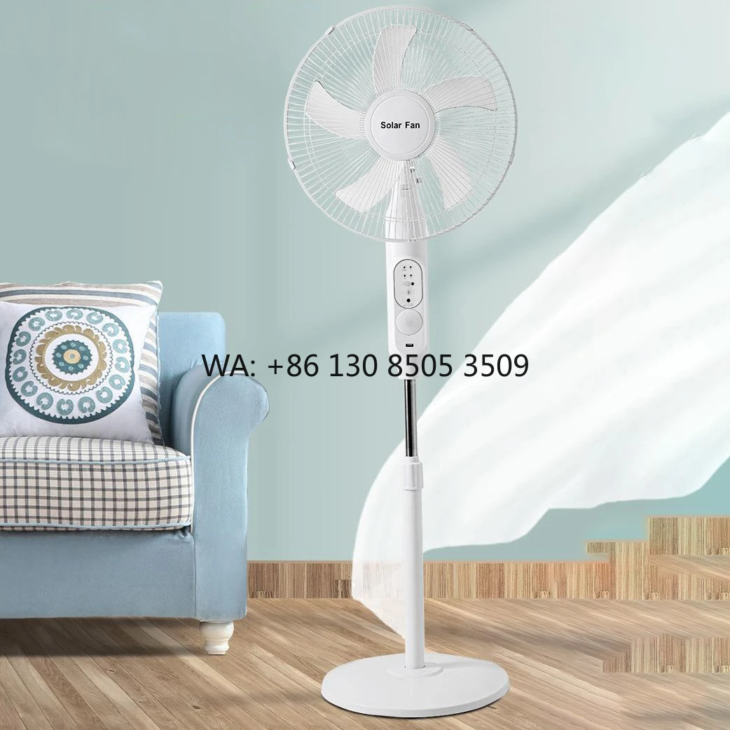 

Hot Selling 16-Inch Home Height Rechargeable Stand Solar Panel Outdoor Fan with High Wind Speed & Remote Control