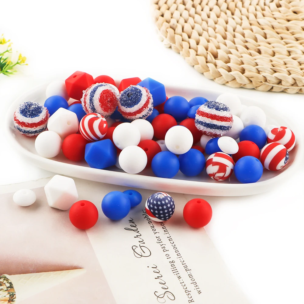 7 style Acrylic Silicone Polyhedral Bead Printing Beads Combination Suit Jewelry Making DIY Keychain Necklace Etc Accessories