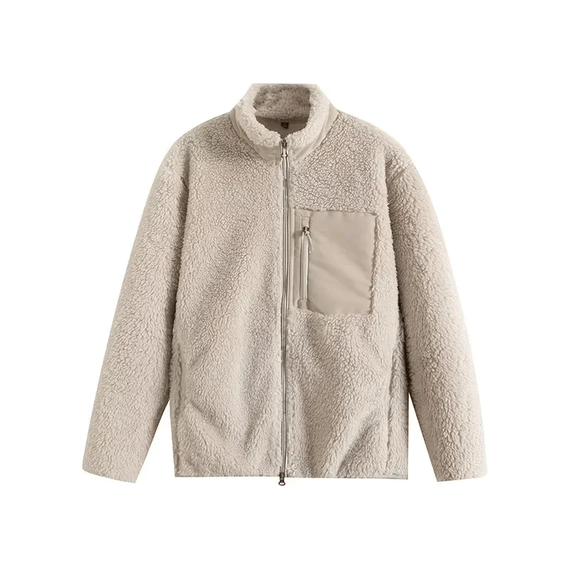 

Warm Fce Jaet Men's Autumn Winter New Sle Windproof Stand Collar Lamb Velvet Imitated Clothing for Try-on Room