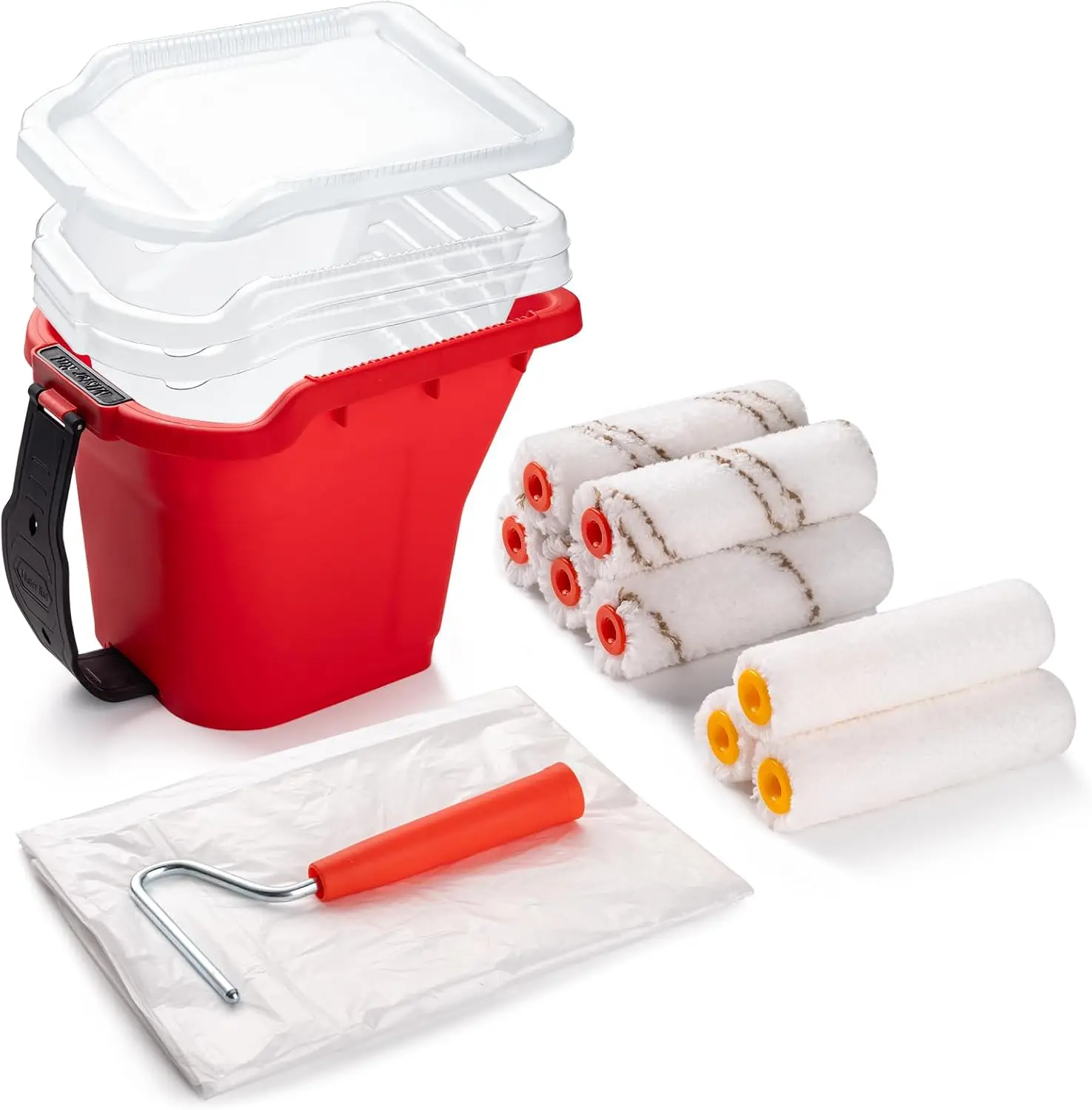 

Набор для покраски: 4-дюймовый валик и 14 аксессуаров, включая маленькие кисти, валики и вкладыш для ведра 0,5 л, для проектов по самостоятельному покраски