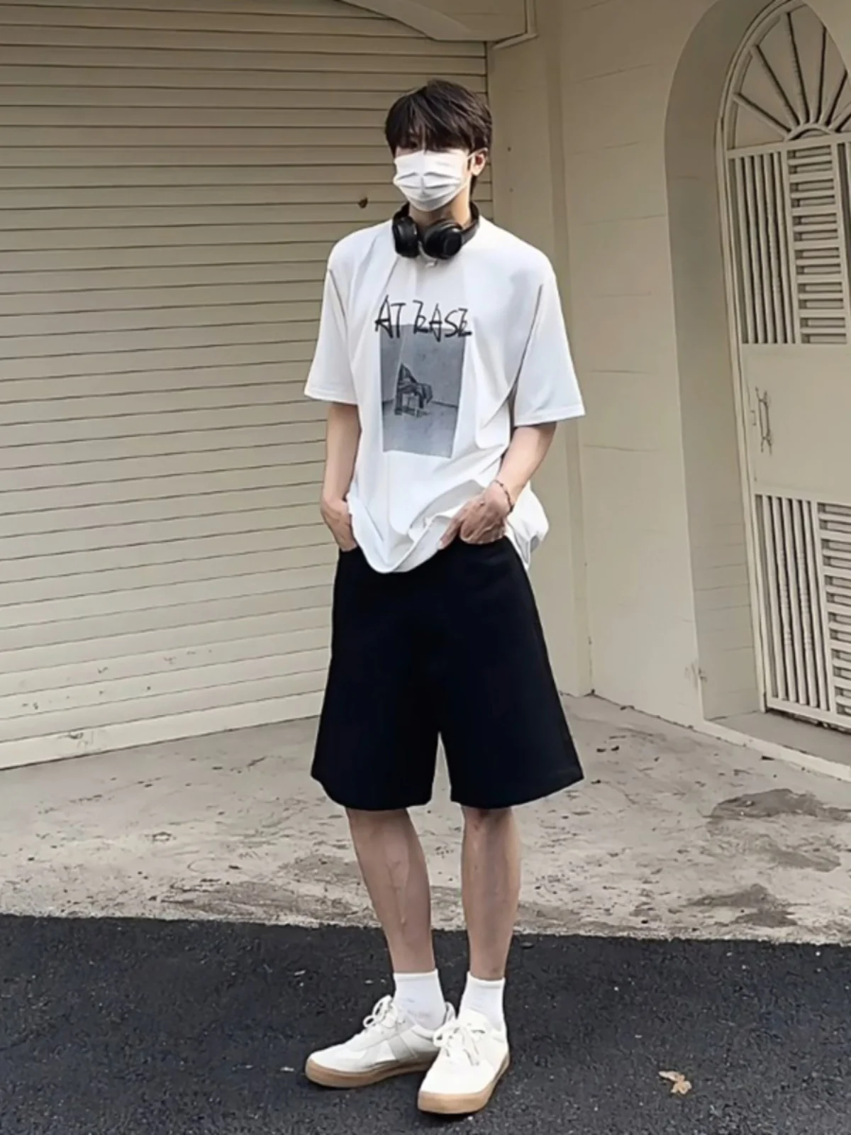 

Cleanfit Men's Bla Casual orts Thin American Retro Summer Spor Five-Quarter Length Low Waist Loose Fit Teenager Faion