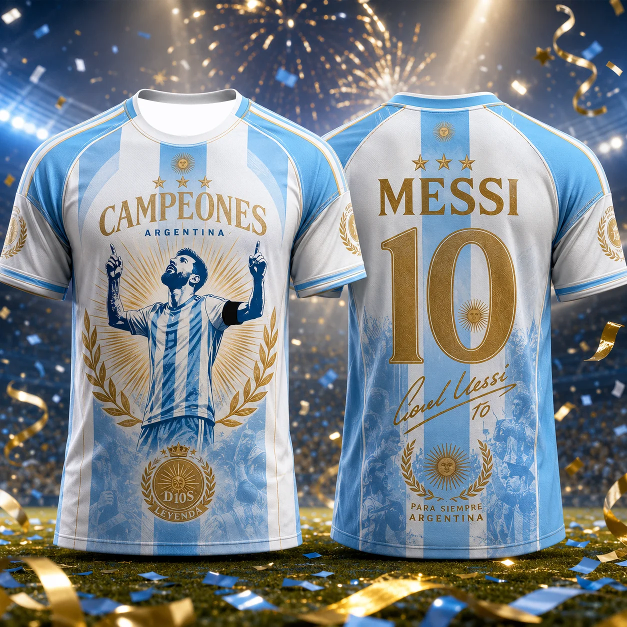 Argentina 2026 Champions T-Shirt Women’s 3D Print Polyester Short Sleeve Quick Dry Breathable Football Jersey Fans Gift
