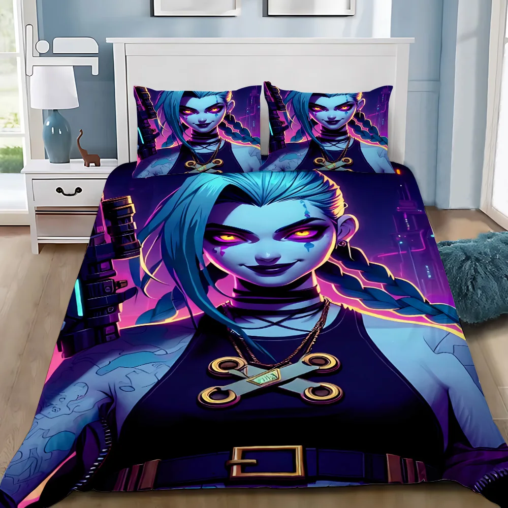 Duvet Cover Pillowcase Bedding Set L-Leagues of Legends LOL Jinx Adult Boy Girl Bedroom Decoration Children Single Double Size