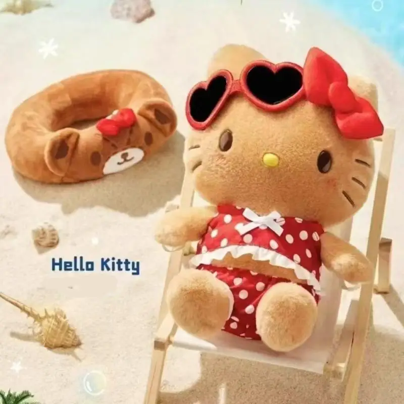 Sanrio KT Cat Island Vacation Series Doll Keychain Kawaii Pochacco Animation Peripheral Pendant Toys