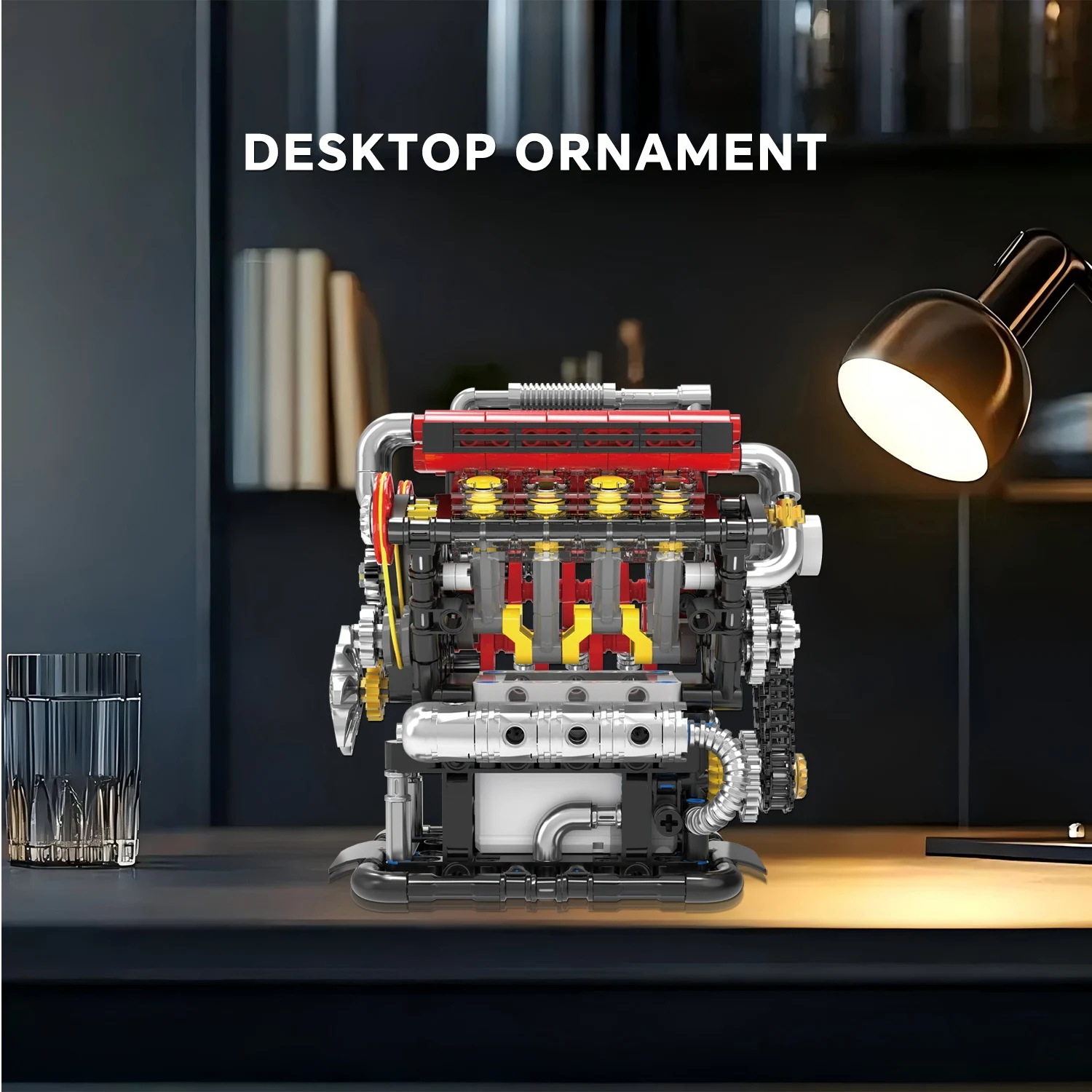 MOC 538 Uds V8 bloques de construcción de motor modelo de coche motorizado vehículo de escritorio para adultos niños regalo de cumpleaños de Navidad