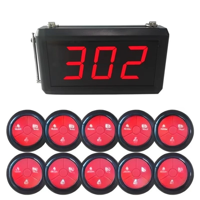 Promotional waiter call system with 1 screen 10 call buttons 10 bars hotel restaurant guests