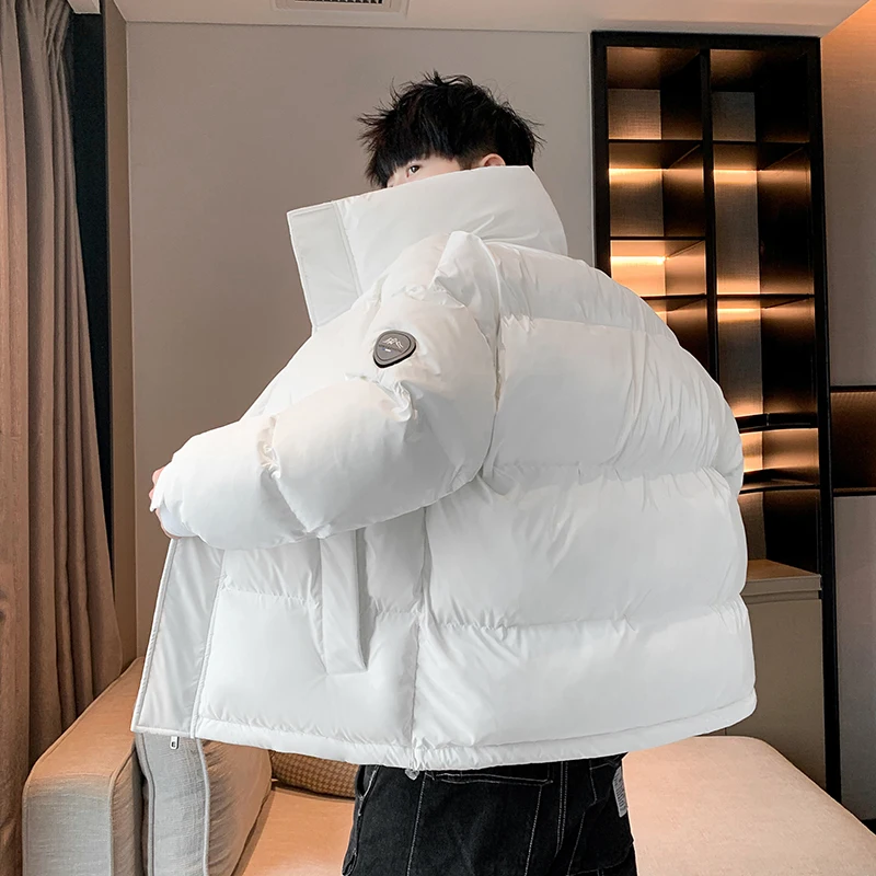 

New 2025 Men's Casual Fashionable Winter down Jacket Checkered Bright Surface Warm Couple's Coat Polyester Fiber White Duck down