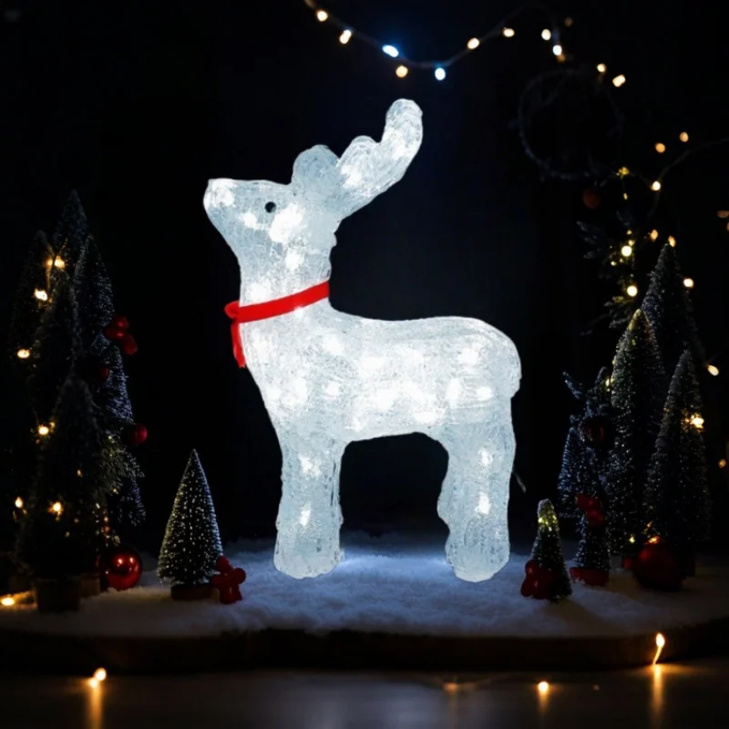 

New Light-Up Reindeer Christmas Figure - Plastic Sculpture Centerpiece for Holiday Tabletop Window Display Decor