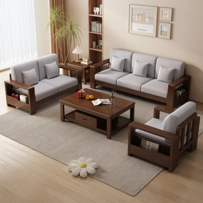 for Nordic solid wood deformation furniture rubber wood folding sofa bed small apartment multi-functional folding