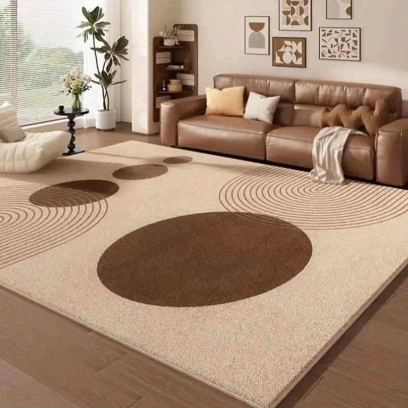 VIKAMA Morandi Color Abstract Line Carpet, Minimalist Style Living Room Non-slip Mat, Bedroom Study Room Carpet Home Decoration