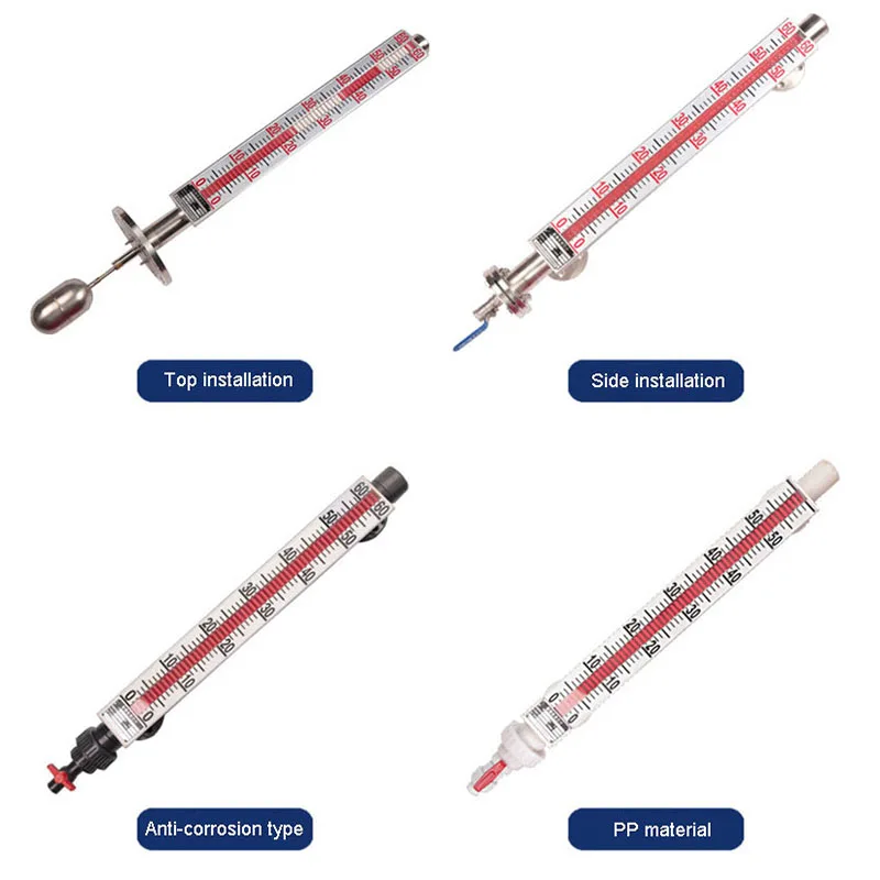 Magnetic Flap Level Gauge Stainless Steel Belt Remote 4-20mA Oil Level Boiler Top Mounted Side Mounted Level Gauge