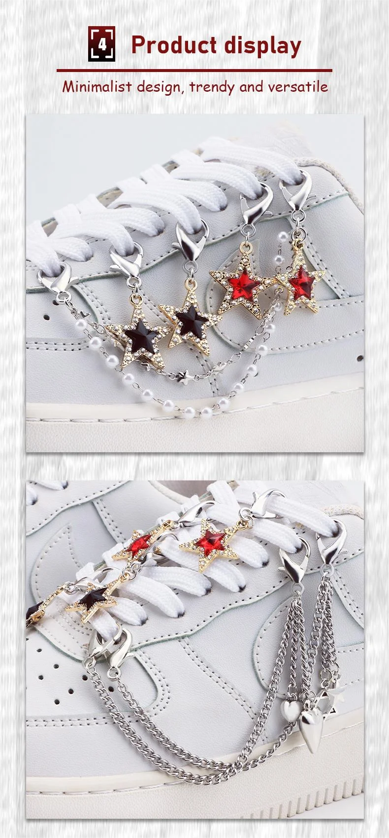 Mode Diamant Pentagramm Perle Schuh Kette Seite Abnehmbare Schuh Dekoration DIY Flache Schuhe High Top Schuhe Schuh Charms 1Pcs – Detail 7