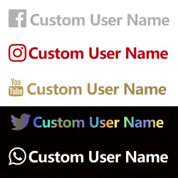 1PC Custom Name Social Media Sign Stickers For Car Diy Website Facebook Instagram Name Logo Youtube Decal Bike Motorcycle Decal