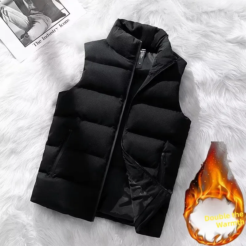 Men's down Cotton Vest Thickened Casual Outerwear Autumn Winter Warm Large Size Vest Zipper Closure Fashionable Youth Style