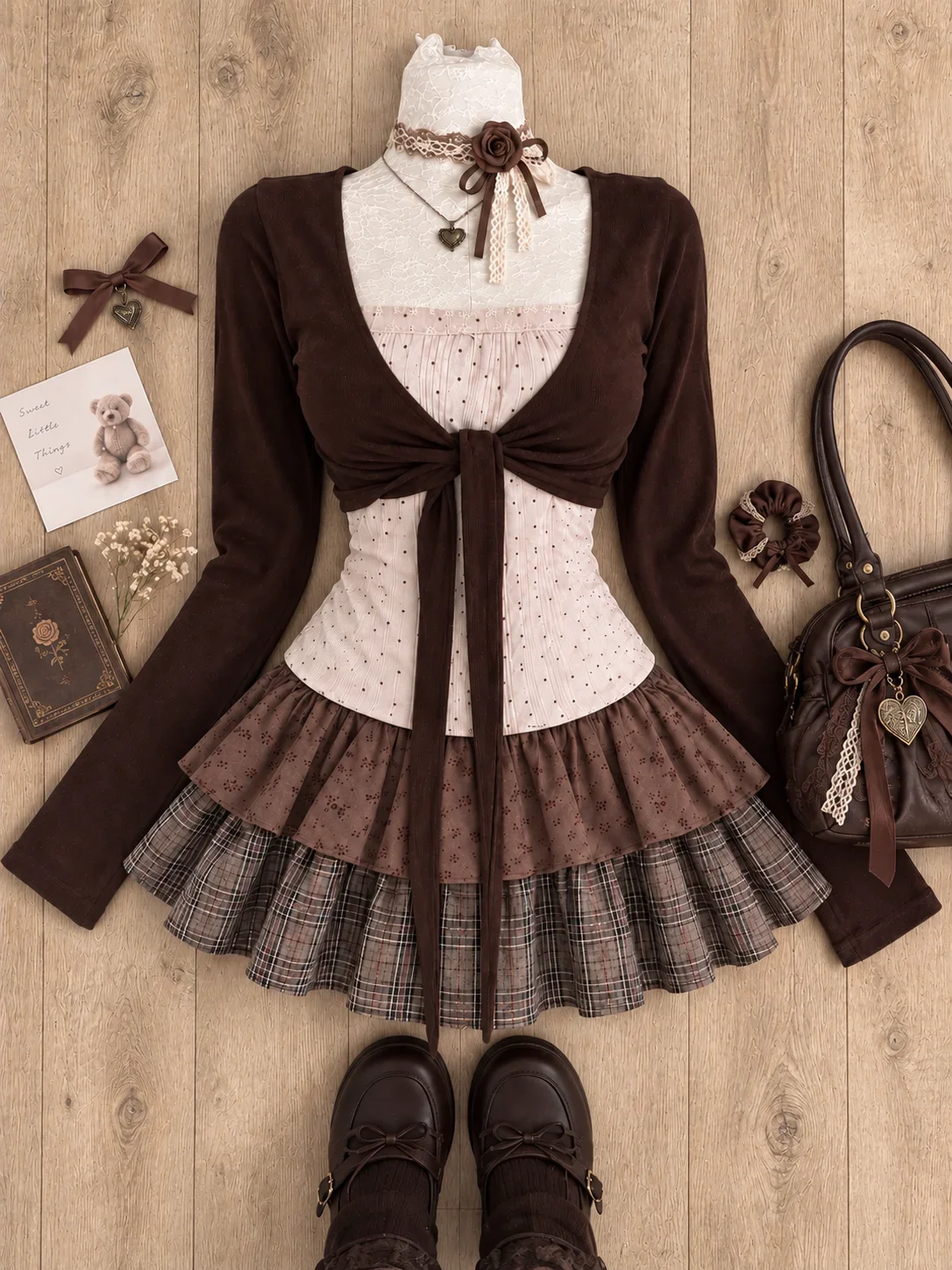 Vintage American Retro Women 2 Piece Suits Y2K Loose Crop Top Blouse Mini Skirt Korean Fashion Casual Streetwear Chic Outfits - view 2