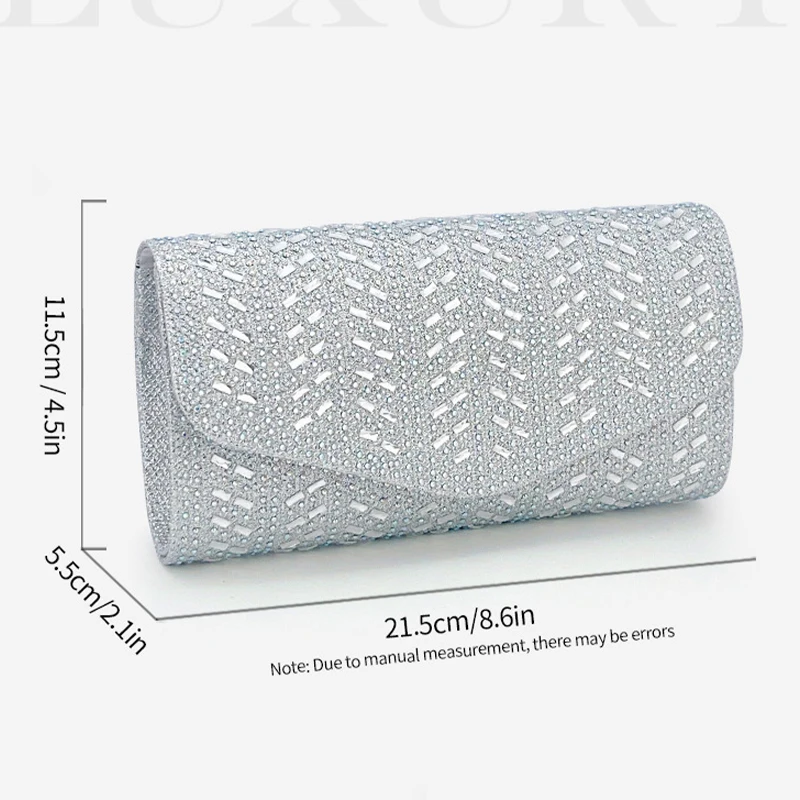 Rhinestone Envelope Bag Evening Clutch Purse High Quality Luxury Shoulder Bags 2024 Women Silver Cluthes Diamond Bolsa Feminina