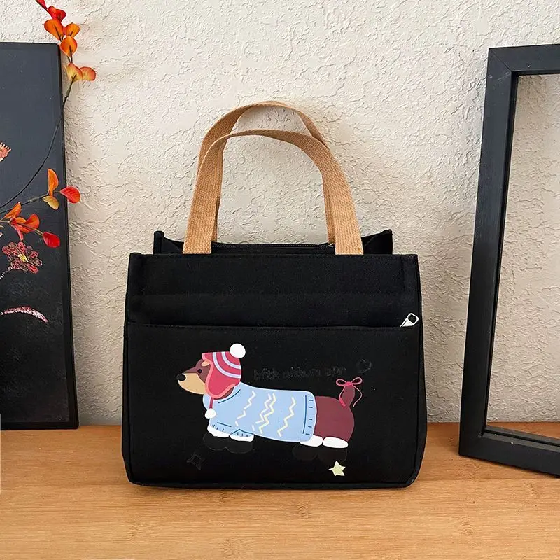 

Холщовые сумки, женские сумки, милая такса, графический светильник, большая вместительная сумка для хранения вещей, портативная уличная сумка-бенто, сумки для мам