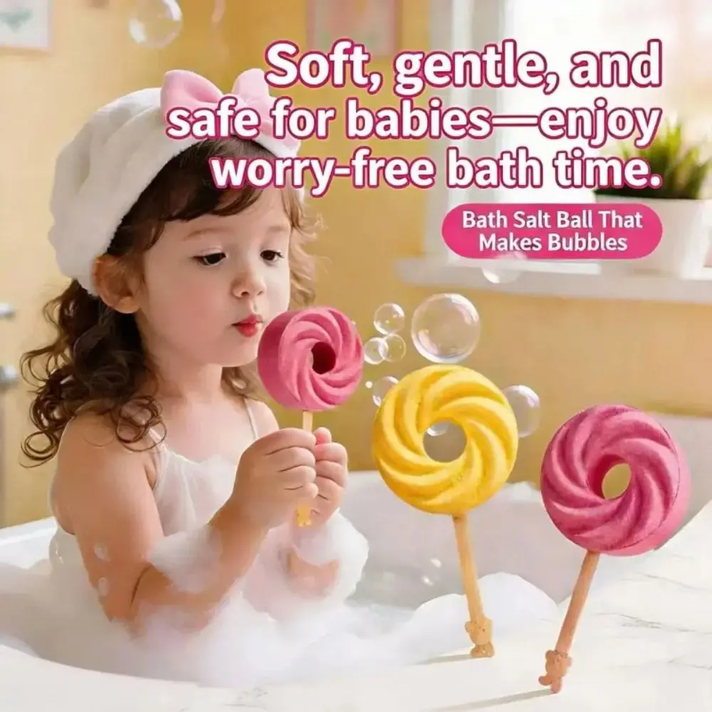 New Cute Lollipop Bath Multifunctional Bath Time Lollipop Shape Bubble Bath Bath Tools Fun Blow Bubble Bath Salt Ball