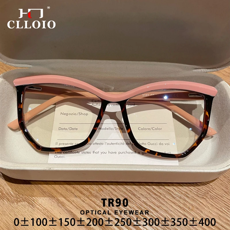 

CLLOIO Ladies Unique Design Myopia Glasses Frame Women Anti Blue Light Reading Glasses Computer Prescription Optical Eyeglasses