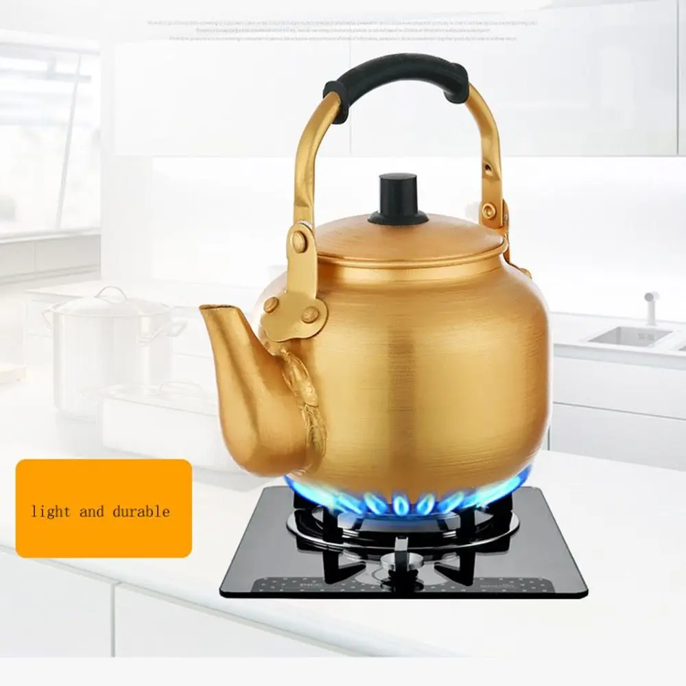 Accesorios de cocina para el hogar de gran capacidad, hervidor de agua portátil, tetera, cafetera, aluminio dorado, 0,75-4L