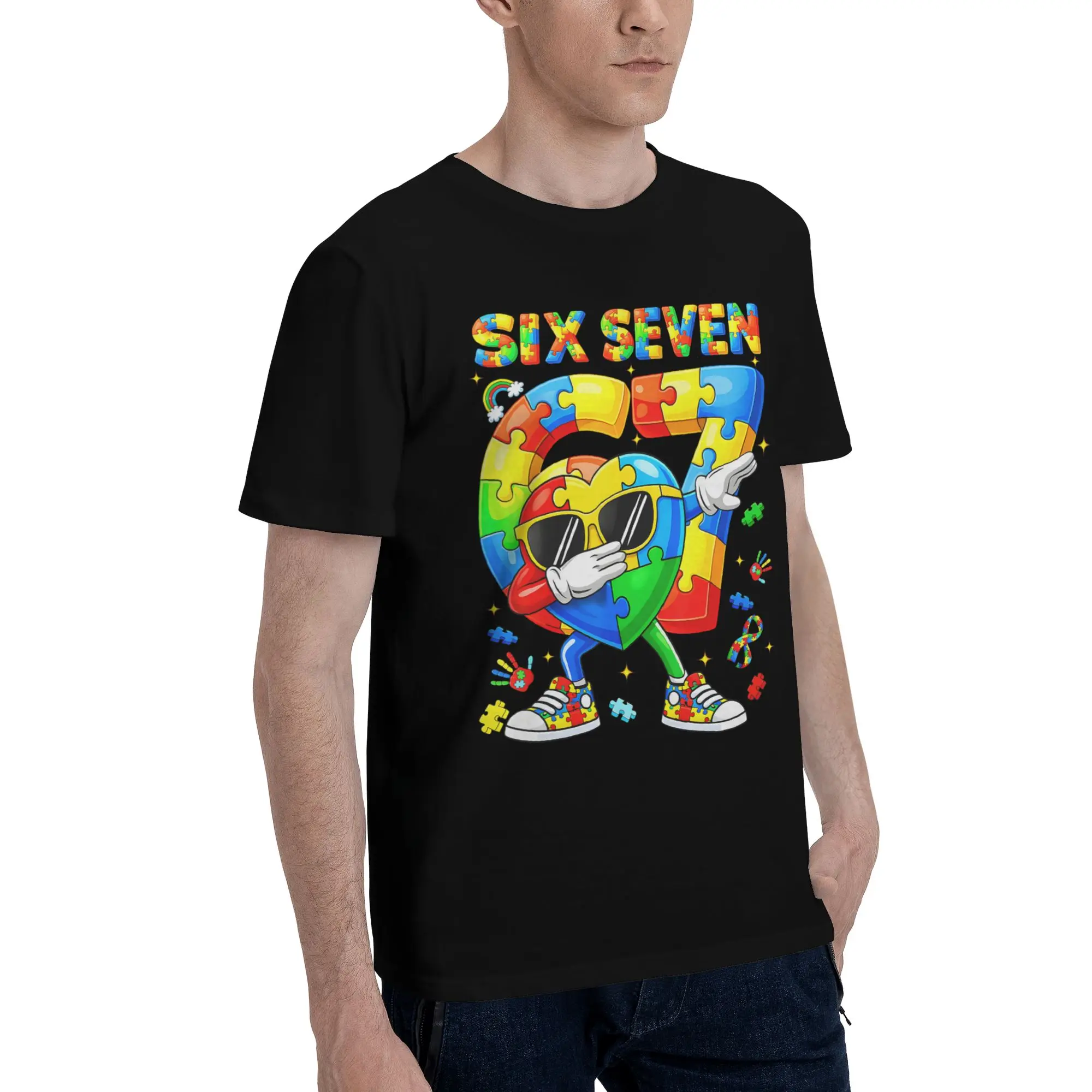 Dabbing Puzzle Autism Awareness Merch Men Women T Shirt Pure Cotton Tee Print  Tops T-shirt