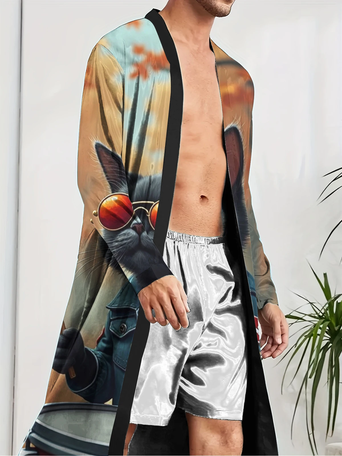 1pcs Men's Robes 2026 Spring/Summer Bathrobe 3D Printed Funny pajamas sleepwear Breathable Shower robe Sleepwear Graphic