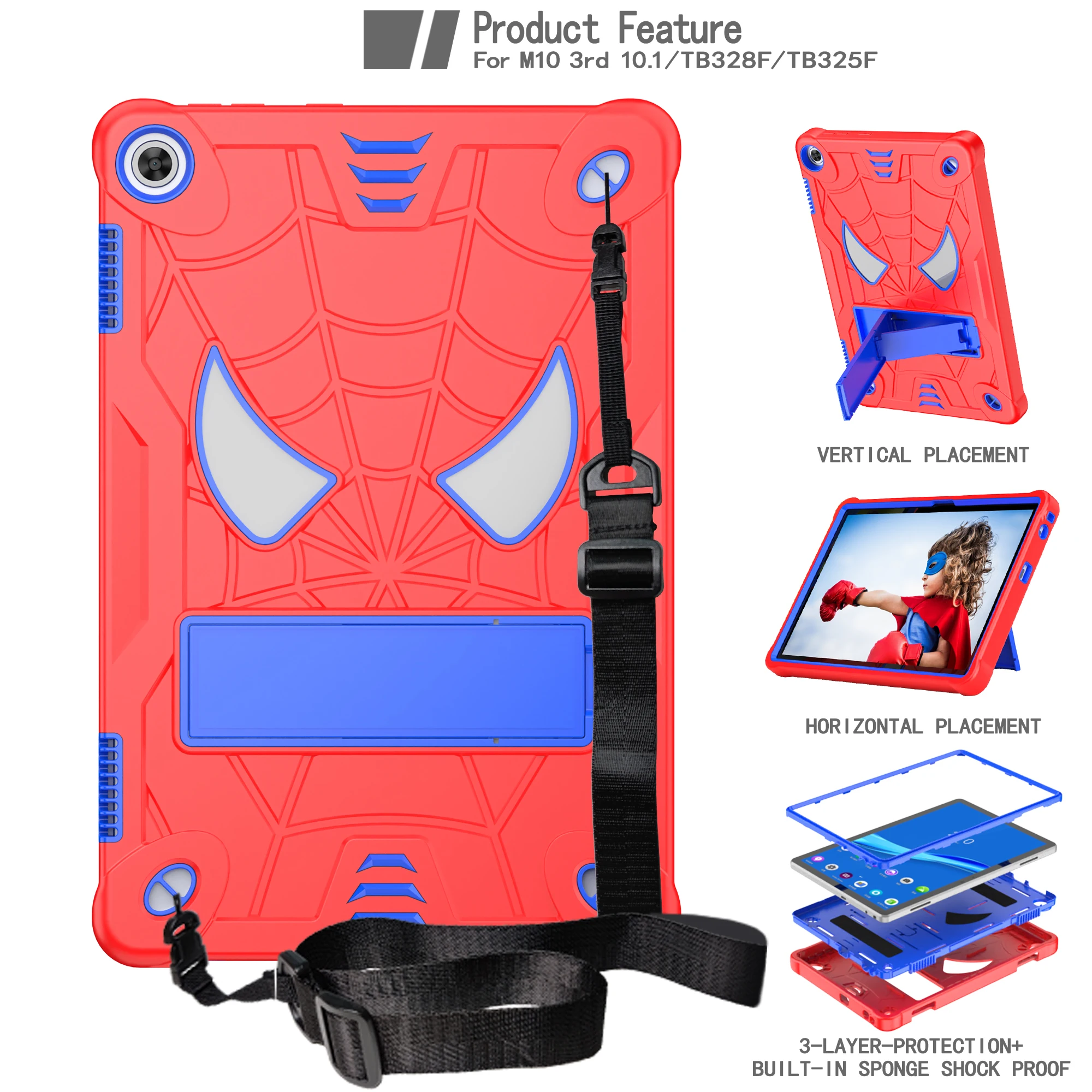 Case For Lenovo M10 3rd Gen 2022 10.1 TB328FU TB328XU Plus TB-125FU 128FU Xiaoxin Pad 10.6 Tablet Kids Cover Kickstand Strap