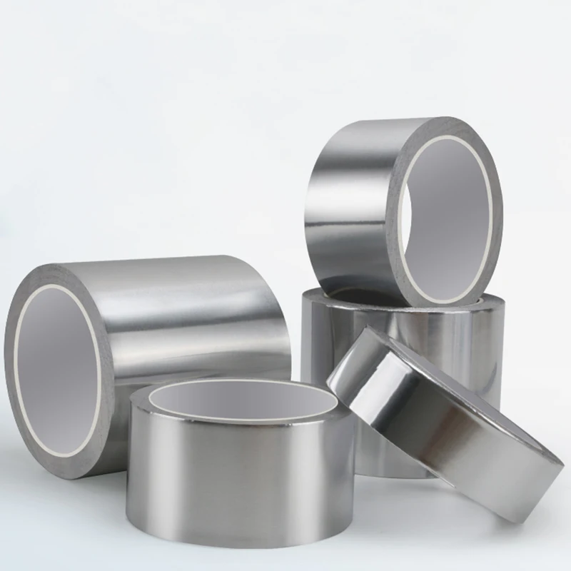 High-Temperature Aluminum Foil Tap Self-Adhesive 2-15mm Width 0.06-0.15mm Thick 20M Length Waterproof Oil-proof