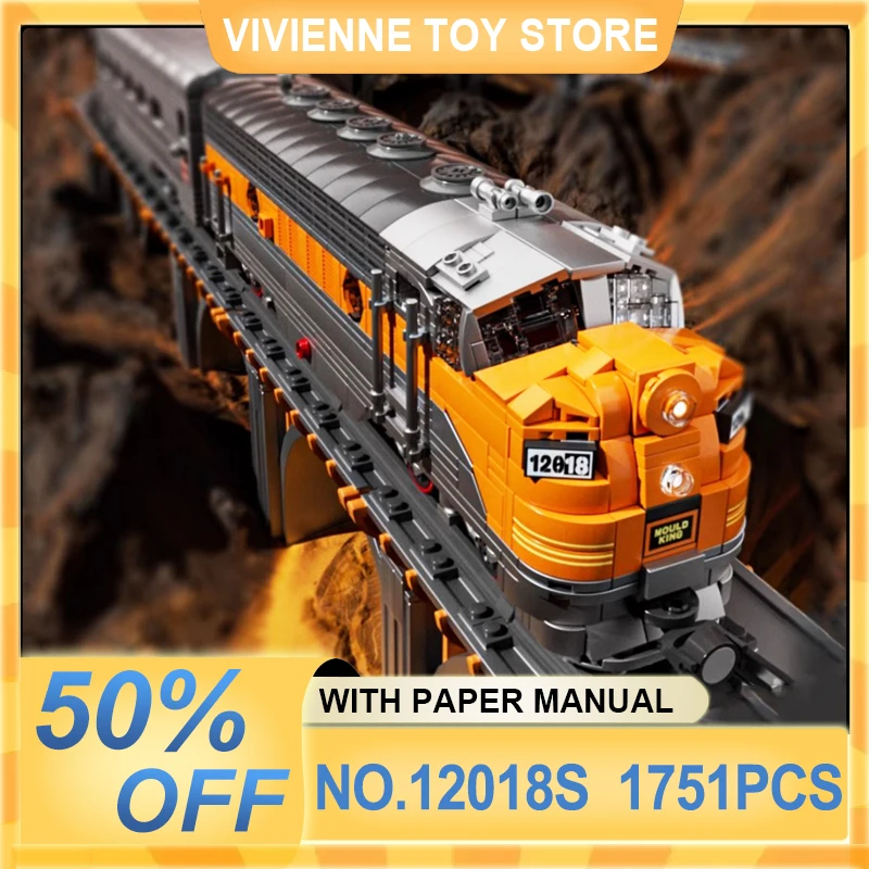

MOULD KING 12018 Technical Train Building Block RC EMD F7 WP Diesel Locomotive Railway Brick Assembly Toy Christmas Gift For Kid