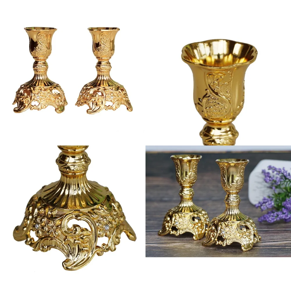 

CandlestickTaper Candle Holders 2 Piece Set Elegant Carved Design Metal Table Decor for Home Wedding Party Luxury Candlesticks