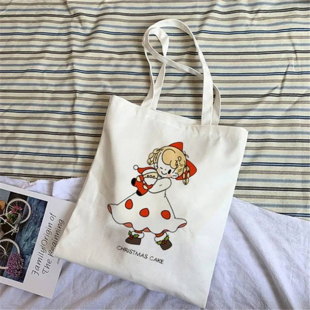

Women's Harajuku Print Canvas Tote Bag Fashionable and Versatile Street Reusable Shopping Bag Women's Y2K Shoulder Bag