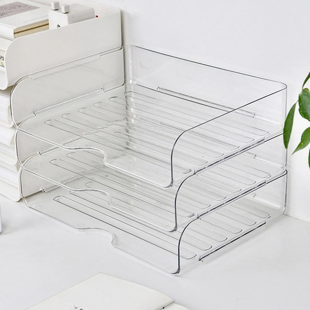 4Pcs Desktop Paper File Organizer Stackable Office Tray Paper Shelf Storage Desk File Holder Paperwork Organizer