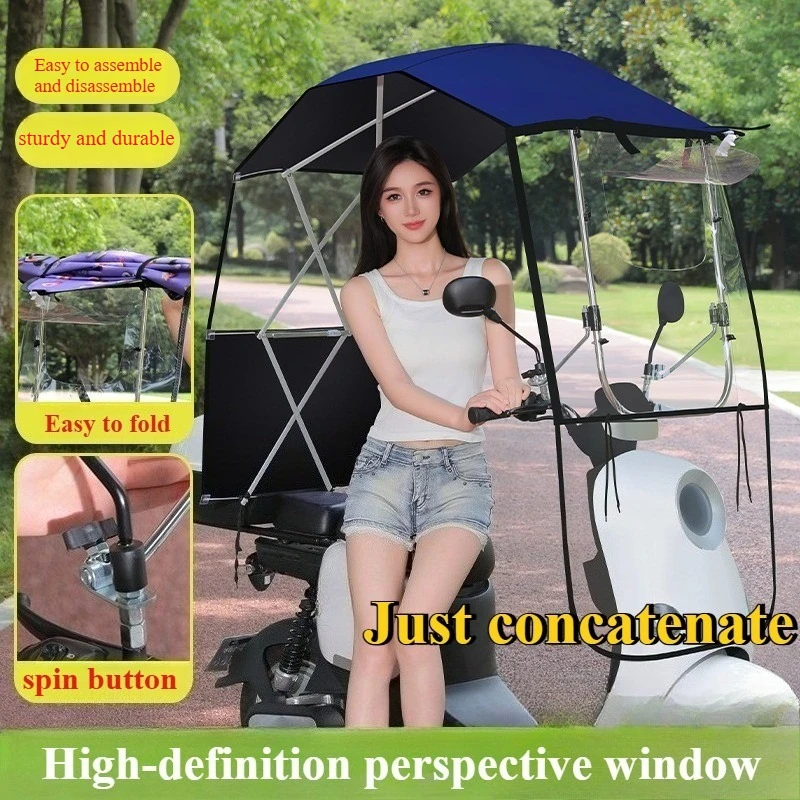 

Large Space Protection Electric Bike Foldable Motorcycle Windproof Rainproof Sunshade Windblock Rain Shelter cover motorcycle