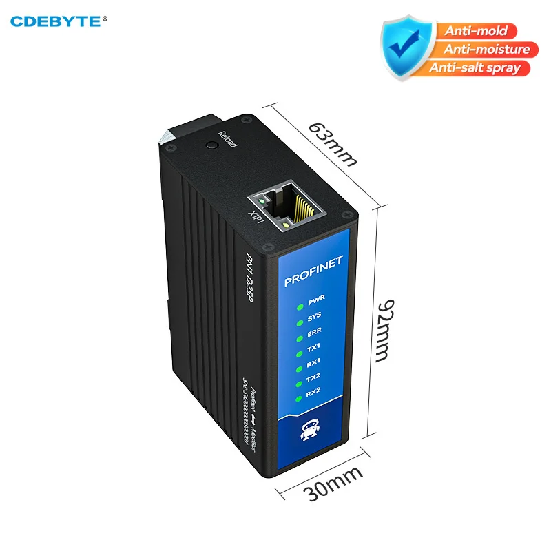 

RS485/422 RJ45 ProfiNet to ModBus Gateway Standard ProfiNet Protocol CDEBYTE PN1-D25P Series Din-Rail High Protection TIA Portal