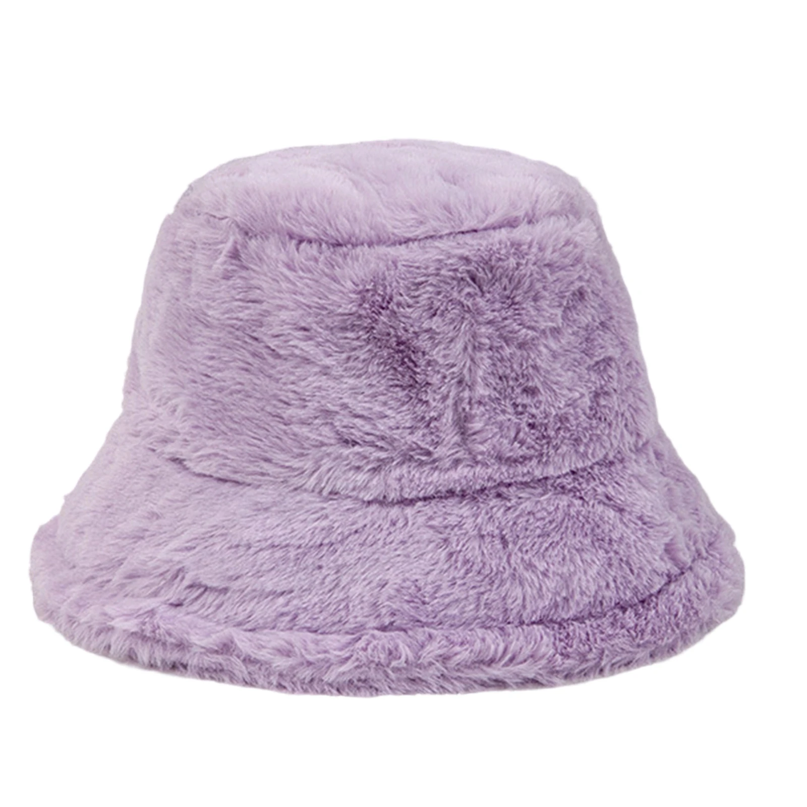 Kunstfell-Fischerhut für Damen, Winter-Warmer Weicher Panama-Hut, Outdoor-Anglermütze für Frauen, Einfarbige Beanie-Mütze