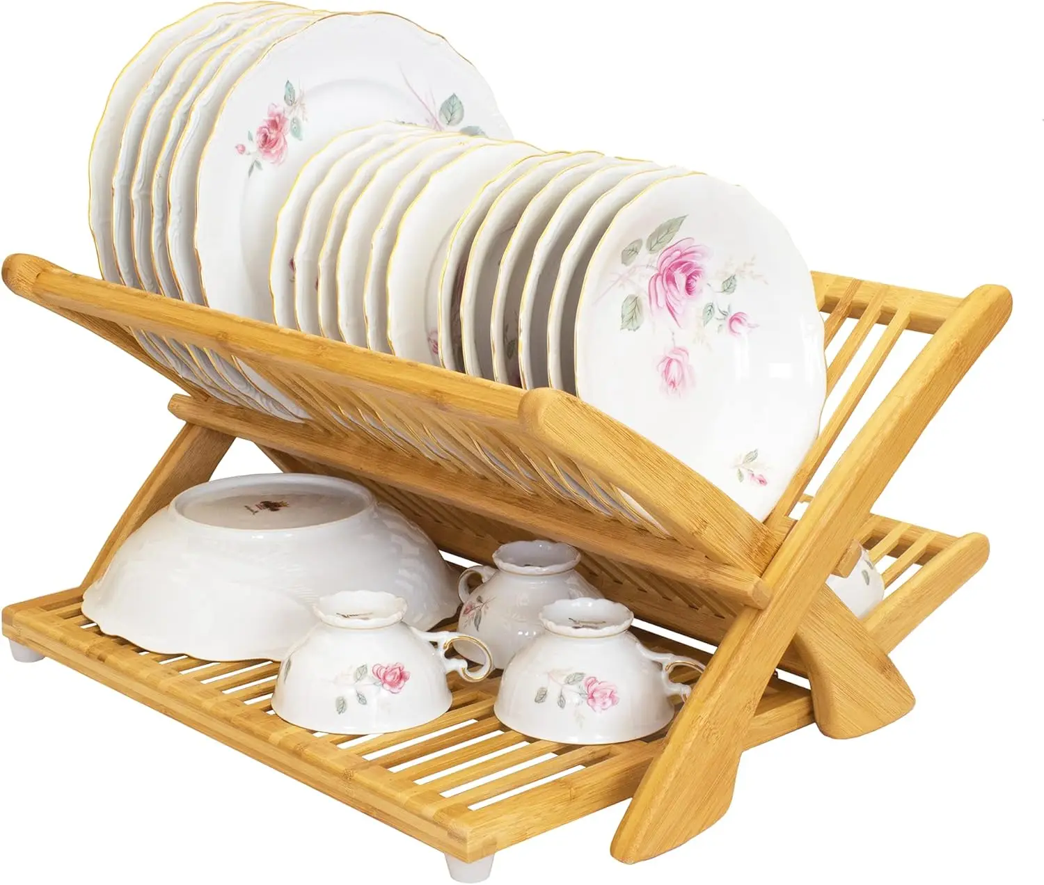 

Eco-Friendly Collapsible Bamboo Dish Drying Rack for Kitchen Organization