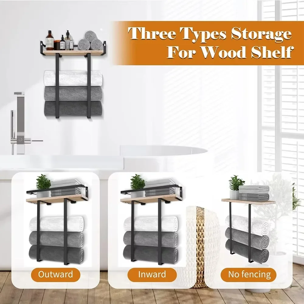 Bathroom Towel Rack Multipurpose Space Saving Storage Rack Non Porous Wall Hanging Under Woodiness Large Capacity Storage Racks