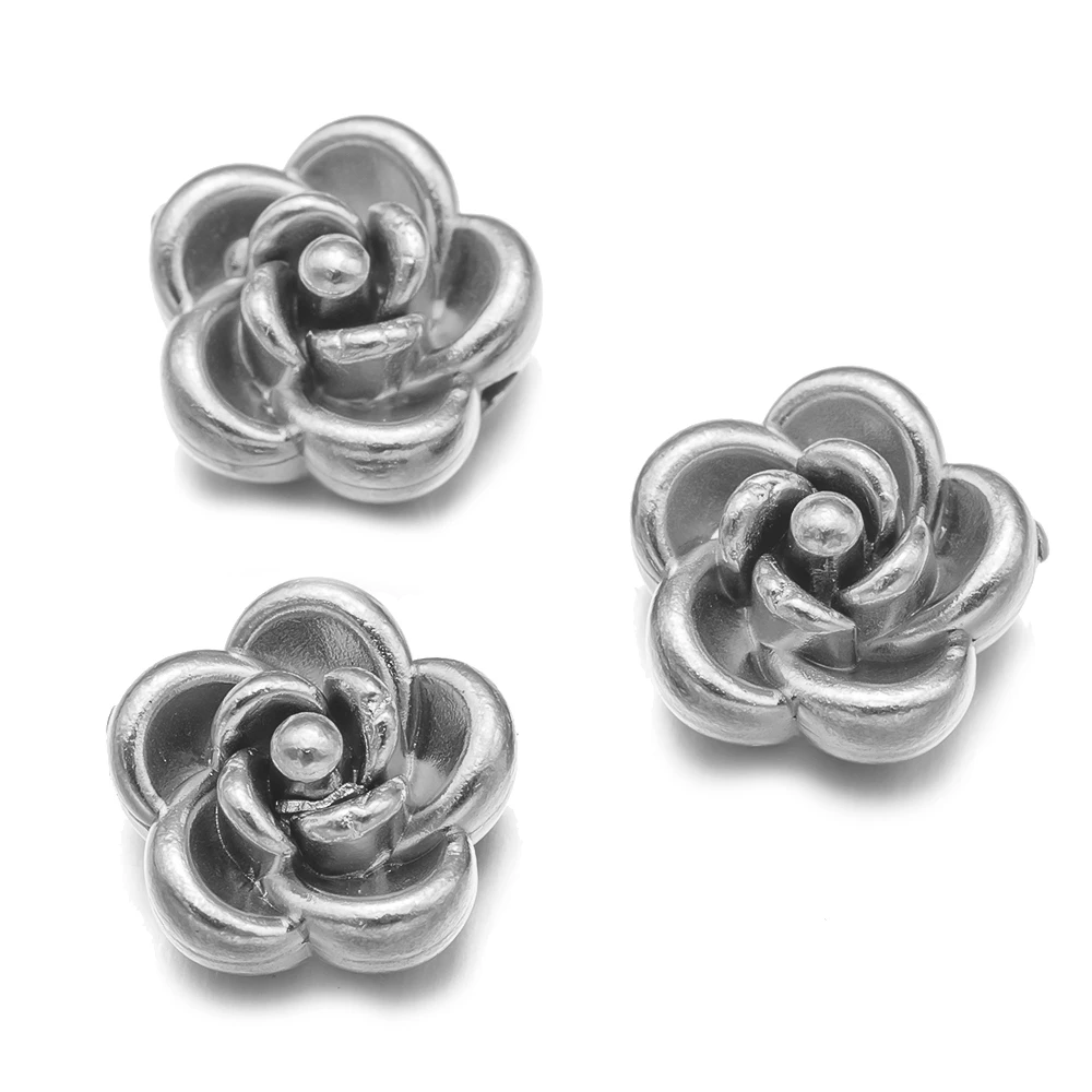 10pcs Stainless Steel Gold Rose Spacer Beads Flower Charms for DIY Cute Keychain Jewelry Making Necklace Bracelet Accessories
