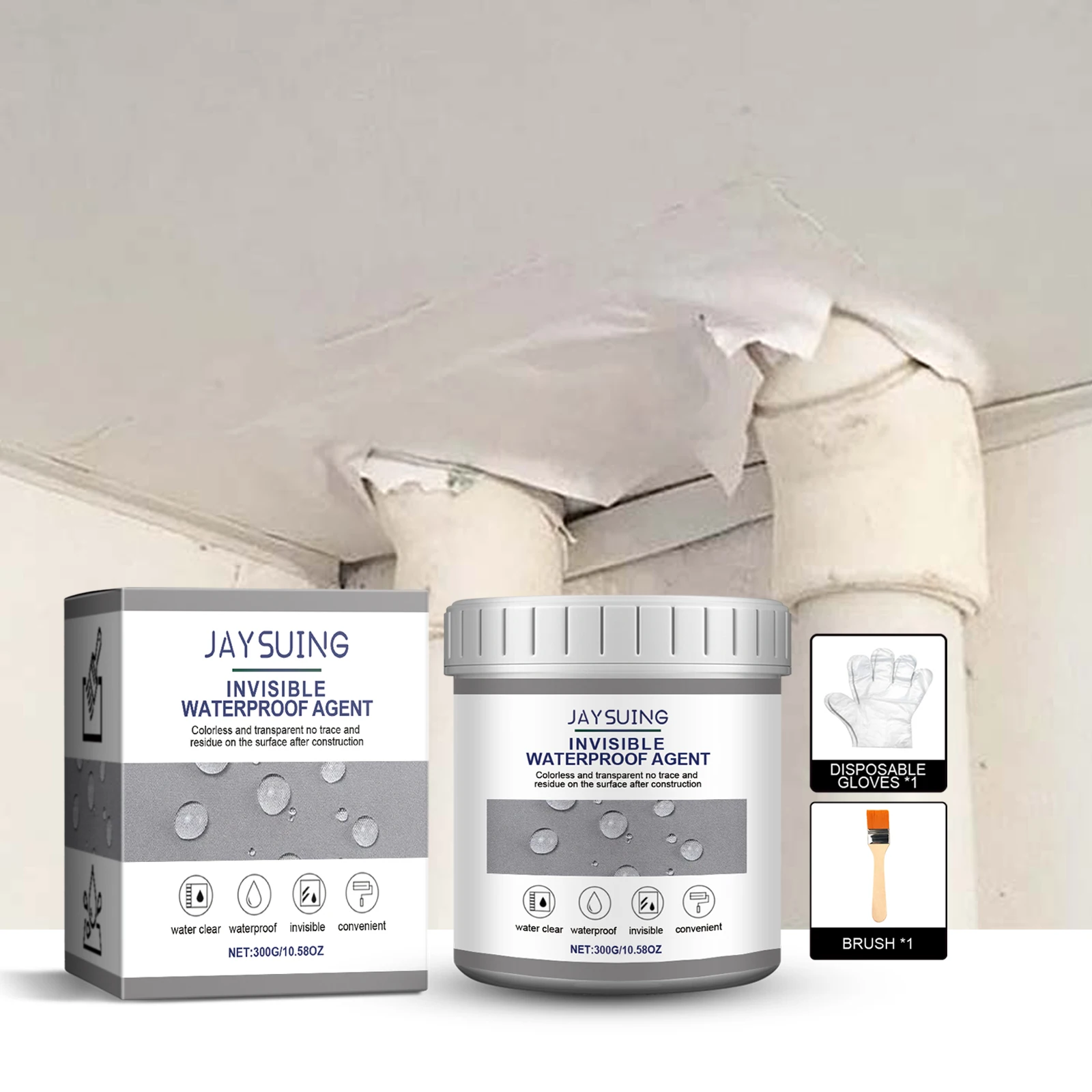 Jaysuing Waterproof Sealant, Bathroom Kitchen Exterior Wall Smashing Brick Leak Repair Paint Waterproof Adhesive