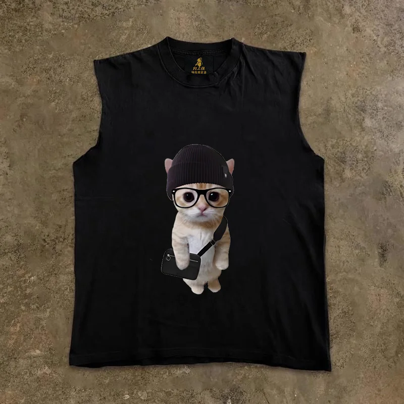 Men's Sleeveless Vest Bottoming Shirt Pure Color No-Buckle Design Summer Fashion Casual round Neck Daily Wear Upward Hero
