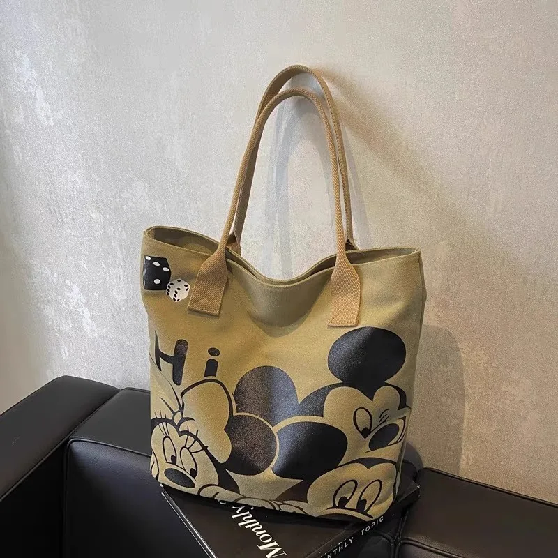 Bolsa de ombro feminina Mickey Graffiti Bolsa tote de lona de grande capacidade Bolsa para laptop para deslocamento diário